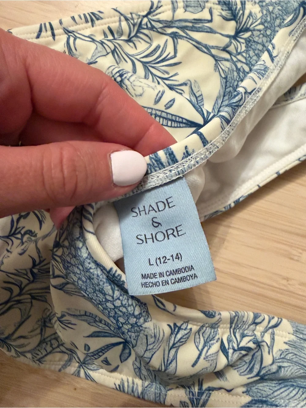 Shade & Shore Blue and Cream Tropical Print Bikini Set